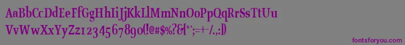 Weitere Informationen zur OldstylecondensedBold-Schriftart OldstylecondensedBold-Schriftart – Violette Schriften auf grauem Hintergrund