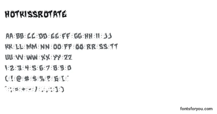 Шрифт Hotkissrotate – алфавит, цифры, специальные символы