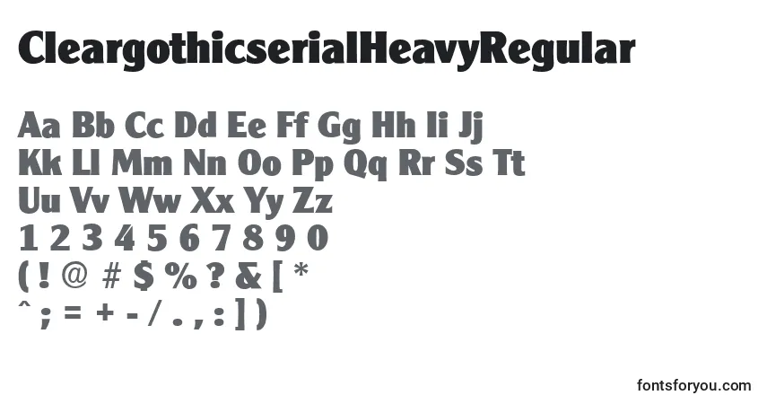 A fonte CleargothicserialHeavyRegular – alfabeto, números, caracteres especiais