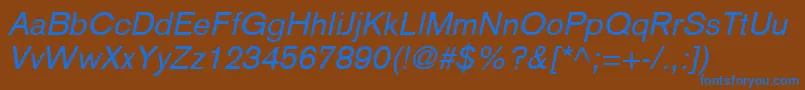 BasiccommercialLtItalic Font – Blue Fonts on Brown Background
