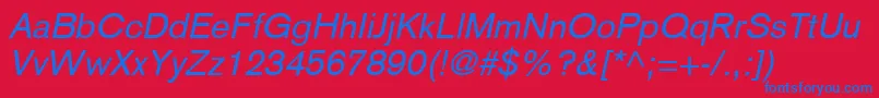 フォントBasiccommercialLtItalic – 赤い背景に青い文字