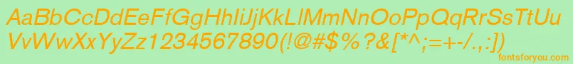 Police BasiccommercialLtItalic – polices orange sur fond vert