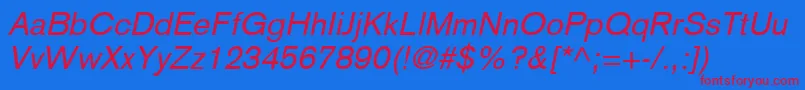 BasiccommercialLtItalic Font – Red Fonts on Blue Background