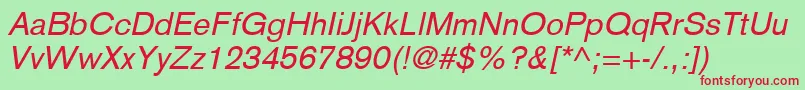 BasiccommercialLtItalic Font – Red Fonts on Green Background