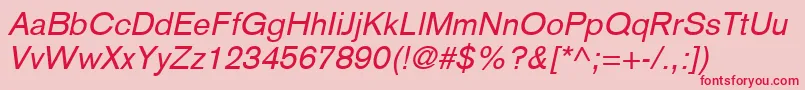 フォントBasiccommercialLtItalic – ピンクの背景に赤い文字