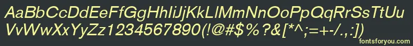 BasiccommercialLtItalic Font – Yellow Fonts on Black Background