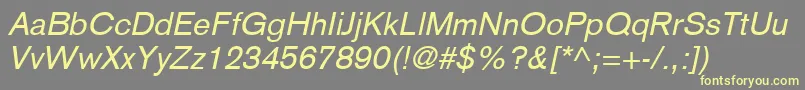 Шрифт BasiccommercialLtItalic – жёлтые шрифты на сером фоне