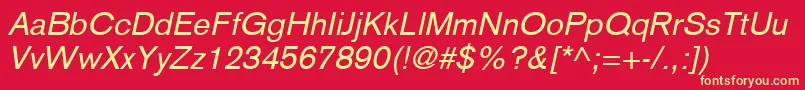 BasiccommercialLtItalic Font – Yellow Fonts on Red Background