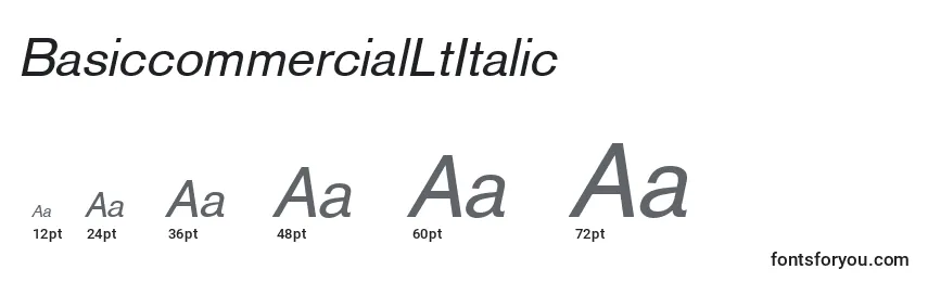 BasiccommercialLtItalic Font Sizes