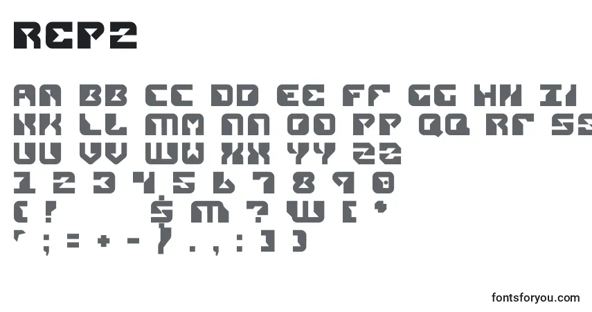 Czcionka Rep2 – alfabet, cyfry, specjalne znaki