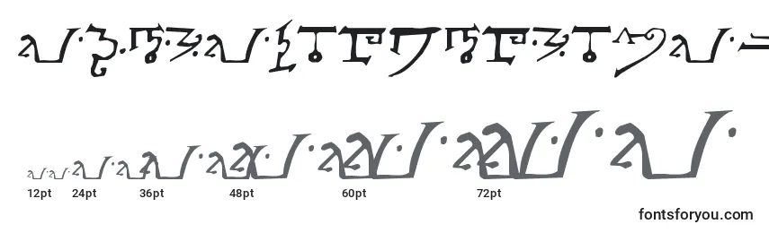 Размеры шрифта AlphabetOfTheMagi