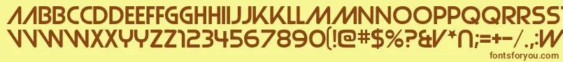 フォントStrasua – 茶色の文字が黄色の背景にあります。