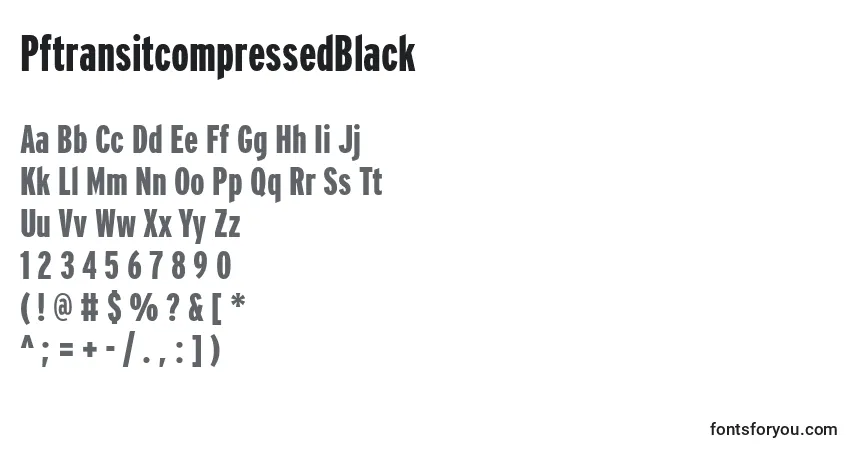 A fonte PftransitcompressedBlack – alfabeto, números, caracteres especiais