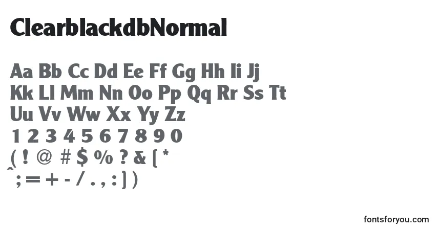 Czcionka ClearblackdbNormal – alfabet, cyfry, specjalne znaki