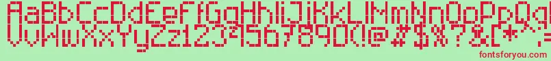 RTechnical8-Schriftart – Rote Schriften auf grünem Hintergrund