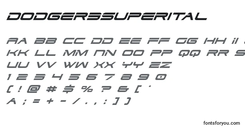 Шрифт Dodger3superital – алфавит, цифры, специальные символы