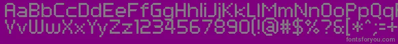 PfTempestaSeven-fontti – harmaat kirjasimet violetilla taustalla