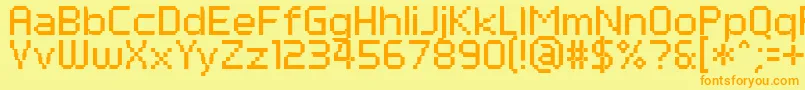 フォントPfTempestaSeven – オレンジの文字が黄色の背景にあります。