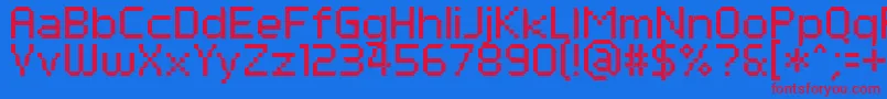 PfTempestaSeven Font – Red Fonts on Blue Background