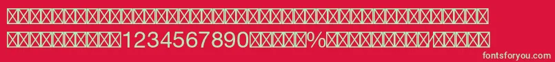 フォントHelveticaltstdFractions – 赤い背景に緑の文字