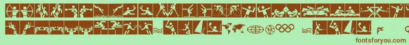 Olympicons2 Font – Brown Fonts on Green Background