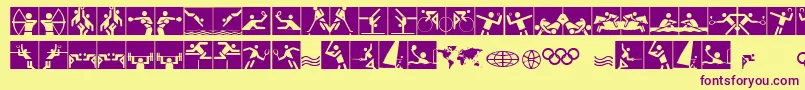Olympicons2 Font – Purple Fonts on Yellow Background