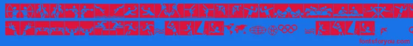 Olympicons2-Schriftart – Rote Schriften auf blauem Hintergrund