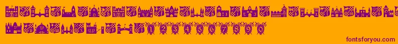 Castlesshields-Schriftart – Violette Schriften auf orangefarbenem Hintergrund