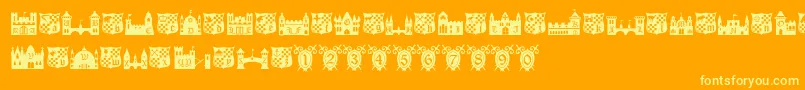 Castlesshields-Schriftart – Gelbe Schriften auf orangefarbenem Hintergrund