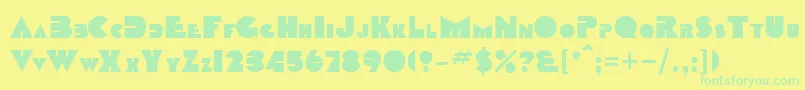 DanetteRegular-Schriftart – Grüne Schriften auf gelbem Hintergrund