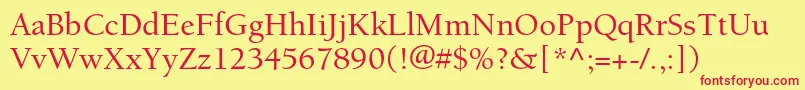 BerkeleystdMedium-fontti – punaiset fontit keltaisella taustalla