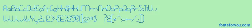 DawnerLight-fontti – siniset fontit vihreällä taustalla