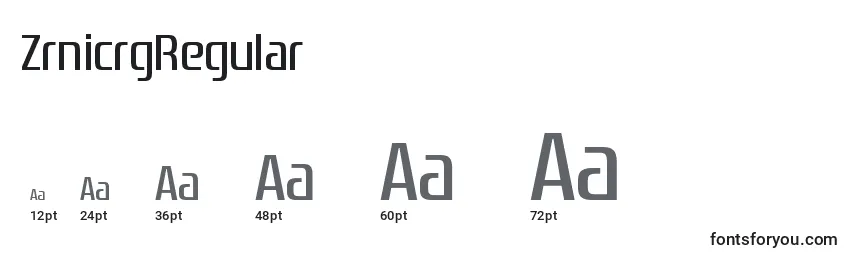 ZrnicrgRegular Font Sizes