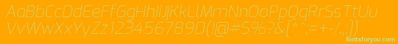 ExoThinitalic-Schriftart – Grüne Schriften auf orangefarbenem Hintergrund