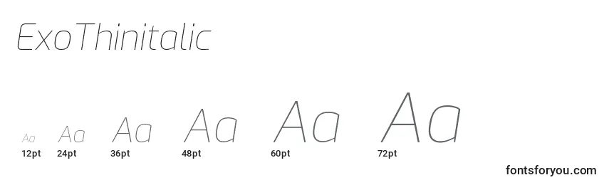 Размеры шрифта ExoThinitalic
