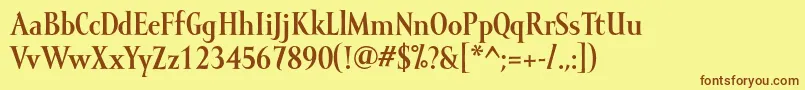 MramorBold-Schriftart – Braune Schriften auf gelbem Hintergrund