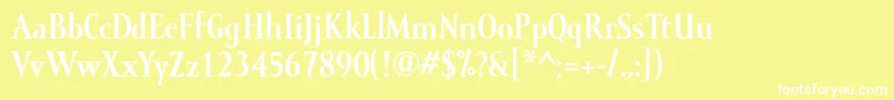MramorBold-fontti – valkoiset fontit keltaisella taustalla