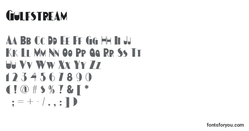 Czcionka Gulfstream – alfabet, cyfry, specjalne znaki
