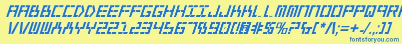 Year2000BoldItalic Font – Blue Fonts on Yellow Background