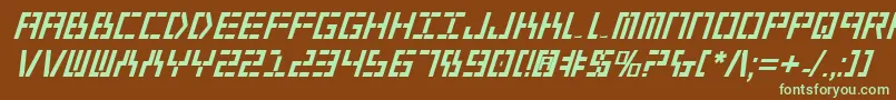 Year2000BoldItalic-fontti – vihreät fontit ruskealla taustalla