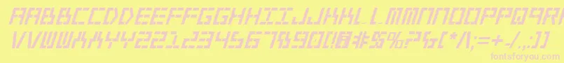 Year2000BoldItalic-fontti – vaaleanpunaiset fontit keltaisella taustalla