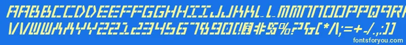 Year2000BoldItalic Font – Yellow Fonts on Blue Background