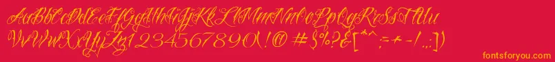 VtcNuetattooscript Font – Orange Fonts on Red Background