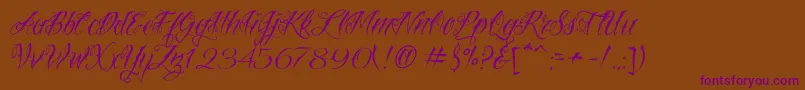 VtcNuetattooscript-Schriftart – Violette Schriften auf braunem Hintergrund