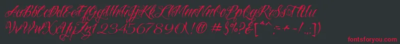 VtcNuetattooscript Font – Red Fonts on Black Background