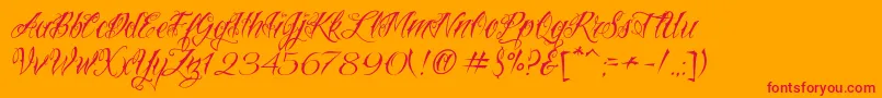 VtcNuetattooscript-Schriftart – Rote Schriften auf orangefarbenem Hintergrund