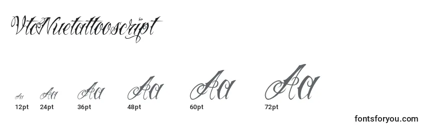 VtcNuetattooscript Font Sizes