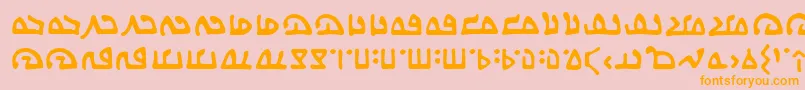 フォントWecomeinpeacebbReg – オレンジの文字がピンクの背景にあります。