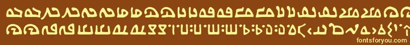 Czcionka WecomeinpeacebbReg – żółte czcionki na brązowym tle