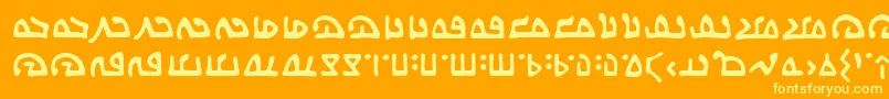 Saiba mais sobre a fonte WecomeinpeacebbReg Fonte WecomeinpeacebbReg – fontes amarelas em um fundo laranja
